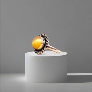 Sterling Silver Overlay Yellow Cat Eye Size 8.5